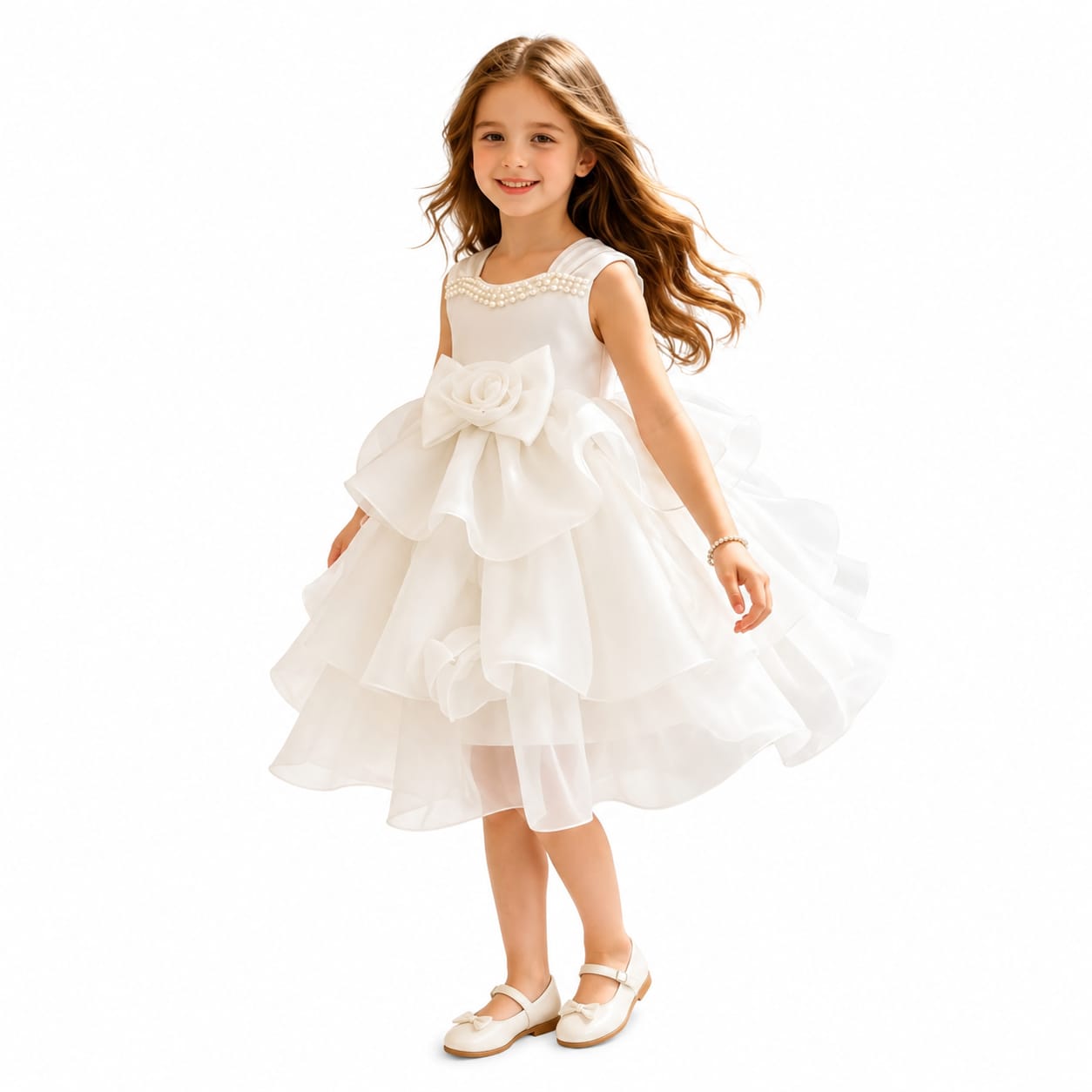 White Layered Ruffle Dress
